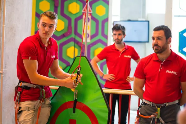Climbing safety briefing at HAPIK fun climbing park